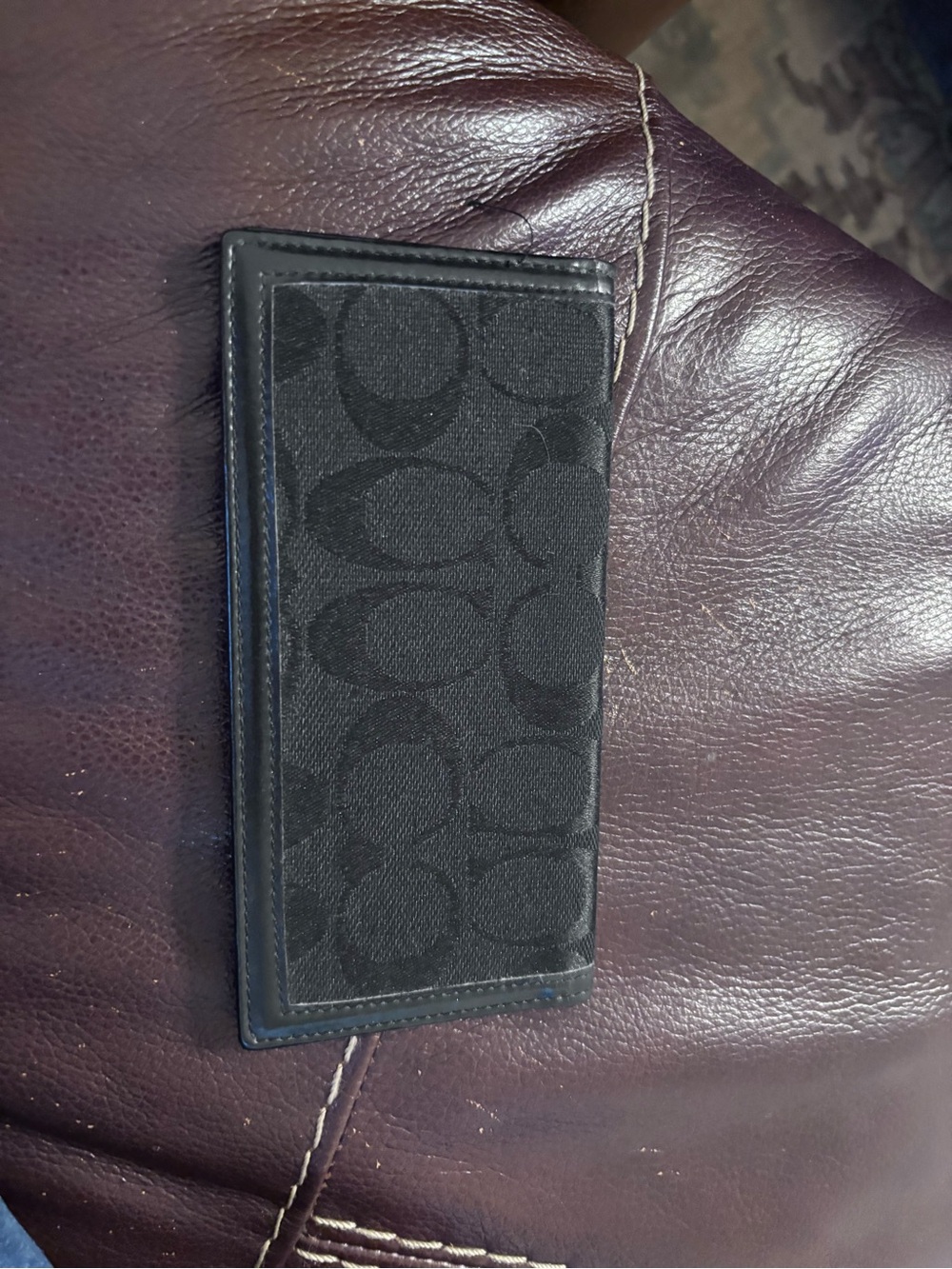 Coach Black Signature Logo Long Wallet